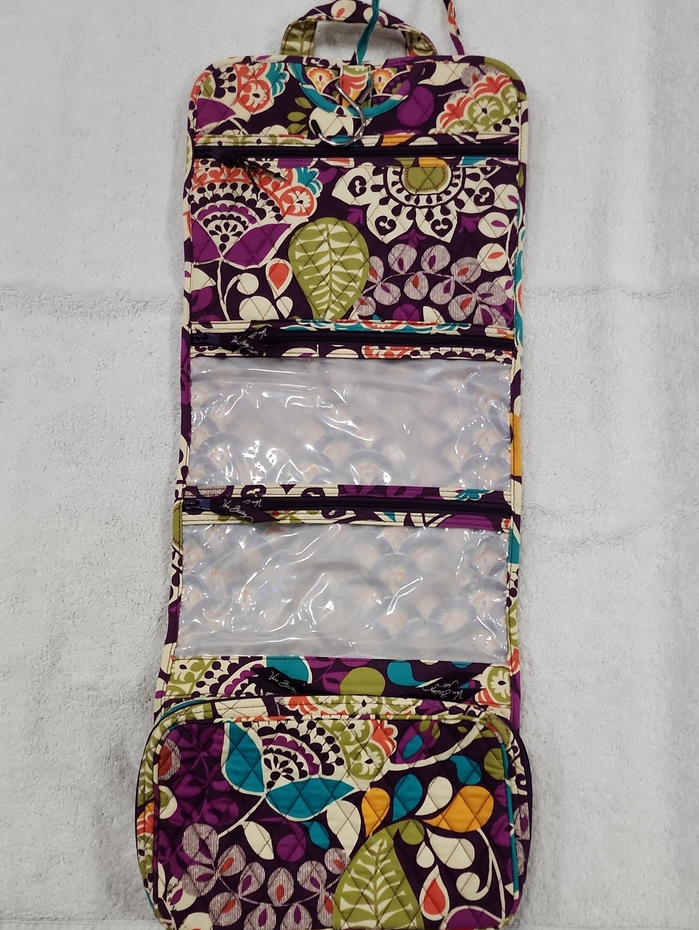 Vera Bradley Quilted Floral Travel Organizer Bag - Purple Preowned